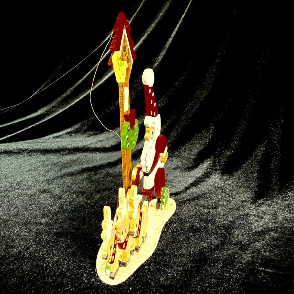 Vintage Emgee Hawaiian Christmas Ornament Santa and Reindeer Bird House - Picture 6 of 7